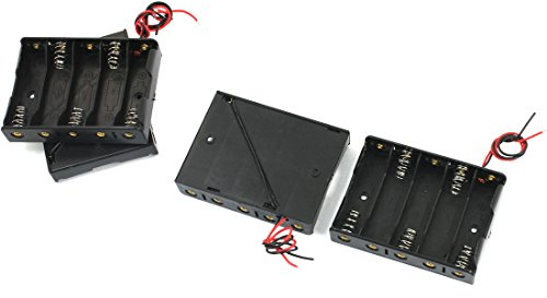 Ruilogod 4PCS Svart plast Flat Tips Batterihållare Väska för 5 x AAA-batterier