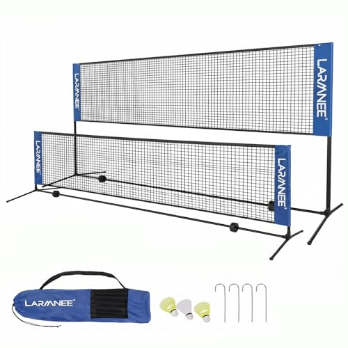 LARMNEE Rete da badminton, 400 cm, rete da pallavolo, rete da tennis, regolabile in altezza, pieghevole, portatile, rete da allenamento per interni ed esterni, con rete, struttura, ELH04BN02