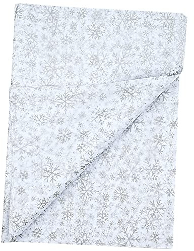 ADQUATOR 50 Blatt Silbernes Schneeflocken-Seidenpapier, 50 x 35 cm, Weihnachtsgeschenkpapier für DIY-Geschenkdekorationen (Silber)