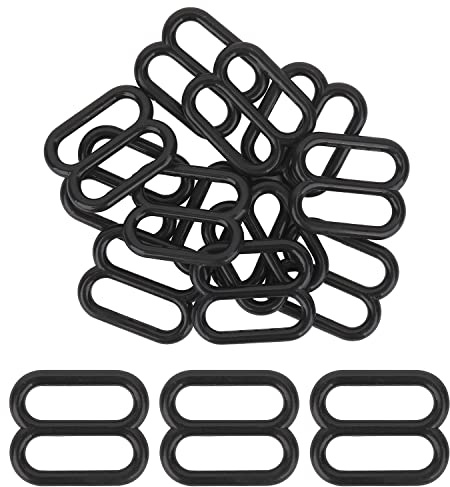 KAM - 10 hebillas ajustables de plástico para sujetador, hebilla deslizante, ganchos ajustables, cierre de gancho deslizante para traje de baño, parte superior, 10 mm, color negro