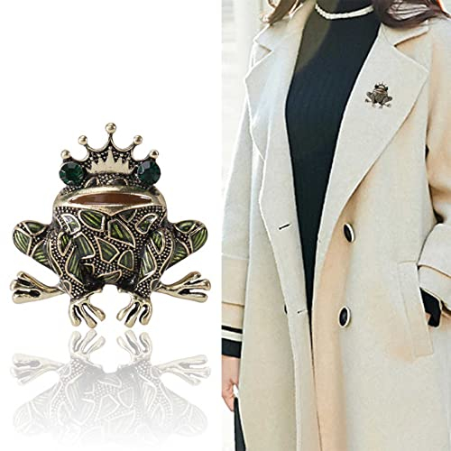 Wendalern Pin Émail Grenouille Vintage Vert Cristal Strass Broche Grenouille Animal Corsage Bouquet Épingle De Revers Badge Bijoux Pour Femmes Hommes