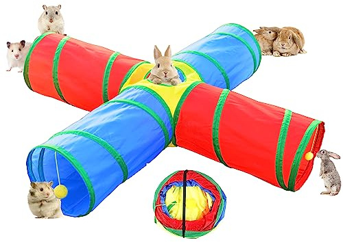 AFYHH Tunnel pour lapin, cochon d'Inde - Pliable à 4 voies - Accessoires pour petits animaux