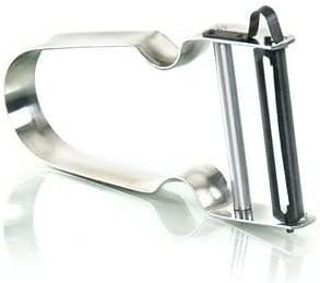 NaturallyTakeCare Professional Stainless Steel Swivel Vegetable Peeler | Ergonomic Wide Handle Peeler with Non-Slip Grip for Potato, Apple, Carrot, and Hard Squash | Rust-Proof Precision Blade-Silver