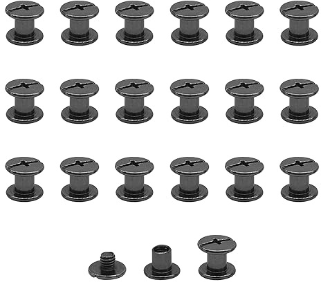 JJWNMLL 20 stück chicago schraubnieten, M5*6mm Schwarz glänzend für leder | Ledernieten schraubenpfosten metall nieten chicago schrauben, für brieftasche dekoration buchbinderei