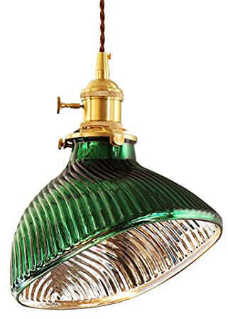 TPWEWRX Vintage Grünes Glas Pendelleuchte E27 Retro Dekorieren Hängelampe Lampenschirm Industrielle Droplight Pendelleuchten Deckenbeleuchtung, Für Restaurant Bar Club (B)