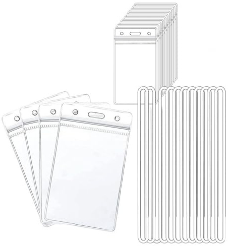 Gepäckanhänger, transparent, wasserdicht, PVC-Ausweishalter mit Schlüsselbändern für Geschäftsreisen, Büro, 11,2 x 6,8 cm, 12 Stück