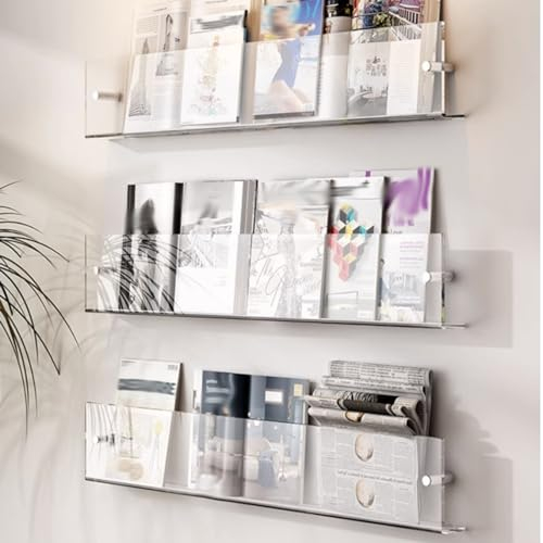 zeitungsständer zeitschriftenständer 3 Pack Magazine Rack Wand montiert Acryl, Klar Orange Teal Broschüre Regal Display Holder für die Lagerung Literatur Zeitung Comic, für Wohnzimmer Kinderzimmer Ges