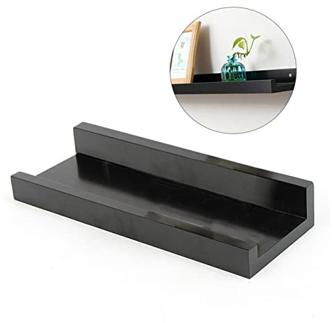 Amosfun Bamboo Wandregal Schwebendes Für Wohnzimmer Küche Und Büro Elegante Aufbewahrungslösung Schwarz Einfache Montage Ohne Bohren