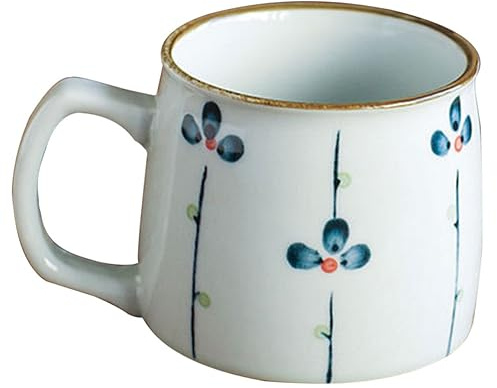 IMIKEYA Tasse à Café en Céramique Blanche de 250 Ml pour Usage Quotidien, pour Café, Thé ou Lait Design Créatif et Lignes Élégantes