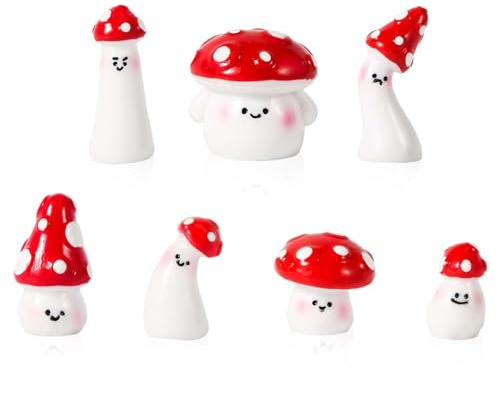 lasuroa 7 Piezas Setas en Miniatura, Mini Figuras de Setas Adorno Lindas Pequeñas Setas de Resina Estatua para Jardín Micropaisaje Macetas Bonsái Manualidades Hogar Habitación Fiesta Decoración