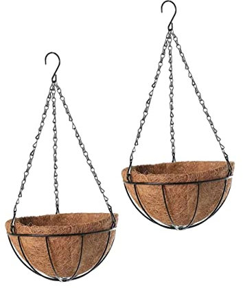 POPETPOP Lot de 2 Paniers à Fleurs Suspendus en Fibre de pour Jardin Balcon Cour Extérieur Intérieur