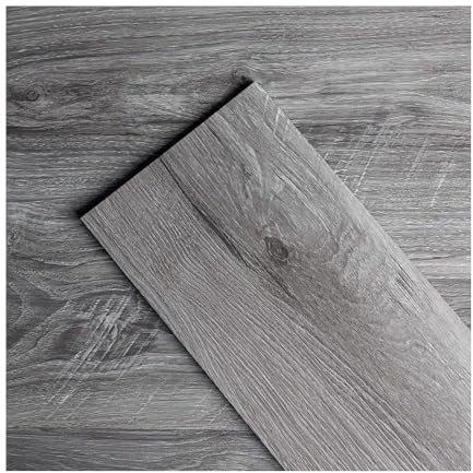 GreenFullHouse Vinyl Bodenbelag Laminatboden selbstklebende Bodenbelag Planken schälen und kleben Bodenfliesen 2.0mm 36 Planken für Schlafzimmer Bad Wohnzimmer(5.02㎡,Grau)