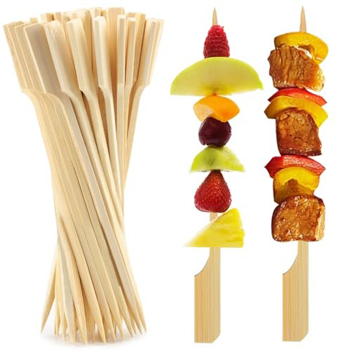 Bambusspieße, 15,2 cm, Holzspieße, Spieße für Vorspeisen, breites flaches Paddel, Spießstäbe für Cocktail, Obst, Grill, Sandwich, Getränke, Partyzubehör, 250 Stück