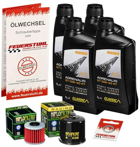 Öl & Ölfilter für Honda NC 750 X DCT, 2021-2023 (RH09), Ölwechsel Set, Classic 10W-40 Motoröl + HiFlo RACING Filter + Dichtring(e)