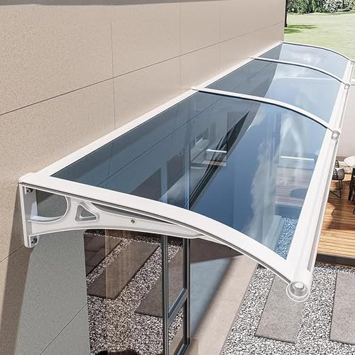 Aluminium Front Door Canopy Window Awning Outdoor Polycarbonate Solid Sheet Back Door Canopy Modern Door Awning Window Awning Front Door Canopy Rain and Snow Protection (60x60cm/24inX24in,60cm)