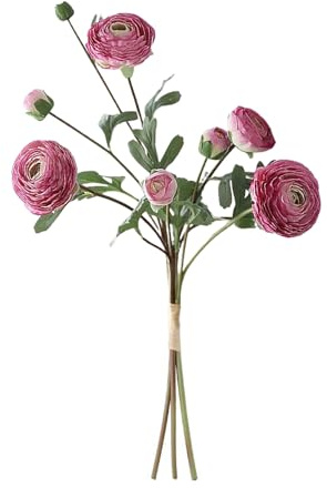 MISNODE Künstliche Ranunkeln, Rosa Seidenblumen, Persische Butterblume, Künstliche Seidenblumen, Persische Ranunkeln, Mini-Ranunkelblumen aus Kunstseide, Künstliche (lila