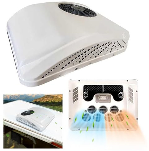RV AC Unit Electric RV Rooftop Air Conditioner Parking Air Conditioning With Cool/heat, Scroll Compressor Camper Air Conditioner For Vehicle Excavator Truck
