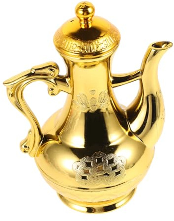 Garneck Weinkrug anbieten Buddha bietet Wasserkocher an Wasserkrug Buddha opfert Topf Vintage Kessel Zarter -Weinkessel antiker Weintopf -Wasseropfer Plastik Golden