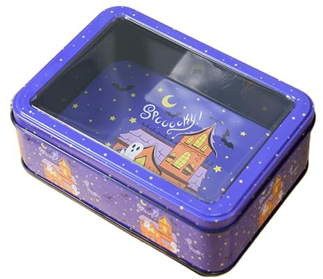 Misaakoeq Boîte à biscuits d'Halloween,boîte en fer blanc d'Halloween | Conteneur de stockage de boîtes de conserve - Boîte à biscuits vide, conteneur de stockage de boîtes de conserve, boîte