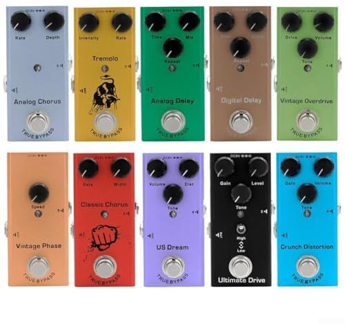 babominimer Portable Guitar Effect Pedal Multi-Function Distortion Delay Chorus Tremolo Digital Overdrive Vintage Phase Analog Chorus True Bypass Metal Shell(E)