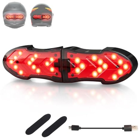 Moman Motorcycle Helmet Light, Bike Bicycle LED Signal Light with Turn-Signals for Night Riding, Ultra Bright Rear Red safety Warning with IPX4 Waterproof ABS Meterial Micro USB Chargeable Cable