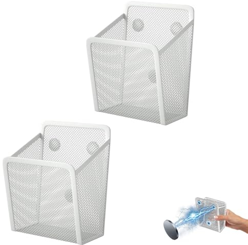 2 Stück Magnetisch Aufbewahrungskorb Magnetischer Schreibtisch Organizer Whiteboard Zubehör Magnet Regal Hängeregal Bad Magnetisches Regal Für Kühlschrank, Whiteboard,Schließfachzubehör (Weiß)