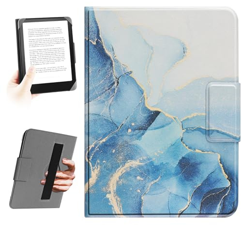 HoYiXi Universal Hülle für 6,8 Zoll,7 Zoll Kindle eReader. Kompatibel mit Paperwhite (2024-2019)/Kobo,Pocketbook,Tolino,Sony,Elastic Seilfall-Schutzhülle für 6-6,8'' E-Book-Reader,Dali Blue