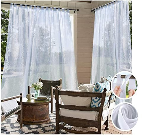Wasserdichte, durchsichtige Outdoor-Vorhänge für Terrasse, mit Sonnenschutz, Schattierung und Isolierung, modernes Wohnzimmer, Schlafzimmer, Pavillon, Balkonvorhang, Hellgrau, 5 x 2 m