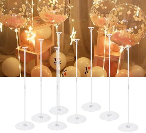 LIOWSAITFD Tabletop Balloon Stand Kits, 27.5Inches 8 Pack Acrylic Balloon Sticks Holder with Base Table Top Centerpieces for Birthday Wedding Baby Shower Anniversary Party Decorations