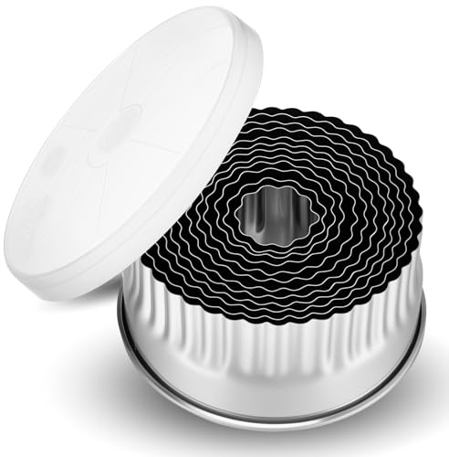 Lot de 12 emporte-pièces ronds en acier inoxydable - Différentes tailles - Pour fondant, donut et gâteau