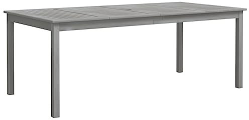 Homvdxl Outdoor Esstisch mit Sonnenschirmloch, großer rechteckiger Beistelltisch Gartentisch, Massivholz Couchtisch für den Außenbereich, Garten, Flur, Balkon, 200x100x75cm - Grau