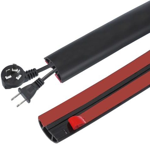 PATIKIL Canaletas para Cables Adhesiva, 5cm x 3 Metros PVC Pasacables Protector de Suelo Cable Cubierta Flexible Ocultador para Hogar Escritorio Oficina Almacenes, Negro