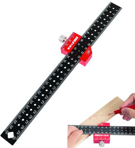Streichmaß, Kombinationswinkel Anschlaglineal, Anreißlineal Edelstahl, Streichmaß Metall mit Anschlag, 30cm, Winkel Holzbearbeitungswerkzeug für Holzbearbeitung