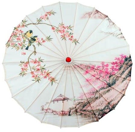 DOSERTY Parasol décoratif multifonction en soie de bambou pour célébration traditionnelle et utilisation quotidienne 82 cm de diamètre, D