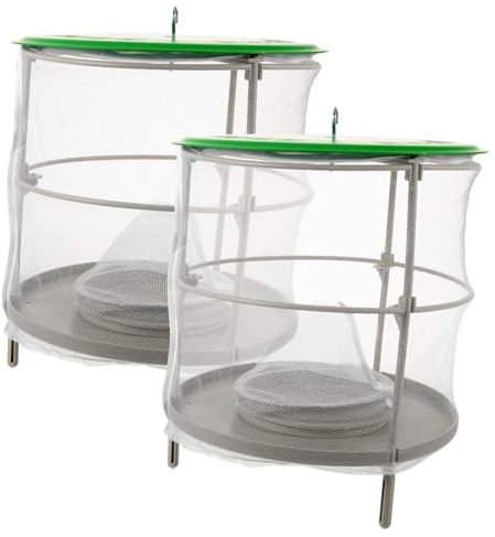 ifundom Piège à Mouches Suspendu Couverture Imperméable pour Extérieur 2 Cages Anti-Mouches pour Ranchs Attrape-Mouches Pratique
