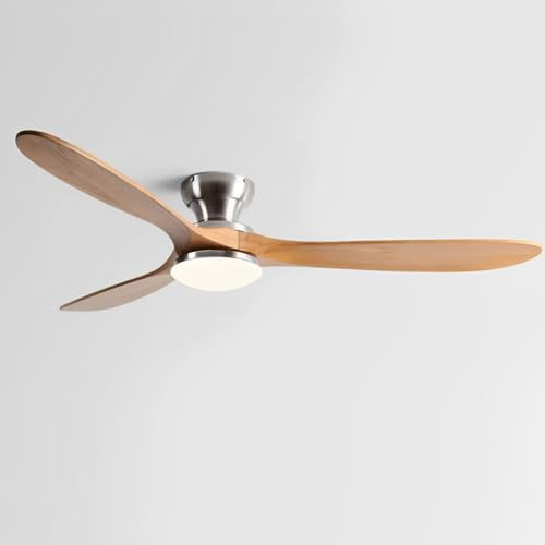 Pilanp Modern Ceiling Fan with Light 24W LED Ceiling Lights Indoor Quiet Ceiling Fans Wooden Blades, Remote 6 Gear Wind Speed Ceiling Fan Light for Living Room Dining Room Bedroom