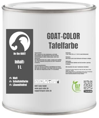 GOAT Color Tafelfarbe Dunkelgrau 1 L – Abwaschbare, Beschreibbare Wandfarbe – Kreidetafel Lack für Innenbereich