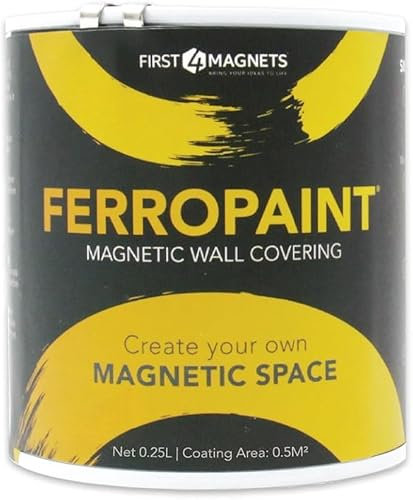 FIRST4MAGNETS FerroPaint® Charcoal Magnetic Paint for Walls, Bedroom, Office, Kitchen, Playroom, Classroom, DIY and Renovation - 0.25 Litres