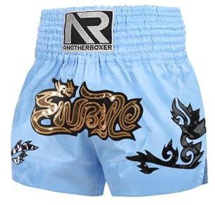 Fasheepfa unisex barn muay thailändska shorts pojkar flickor MMA sparka boxning kampsport stammar träning slåss shorts, Ljusblått, S