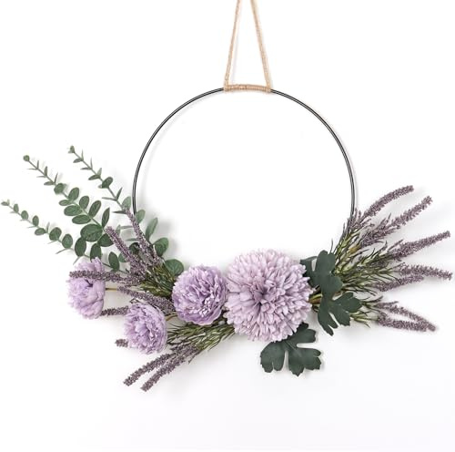 Floral Wreaths for Front Door Artificial Purple Flowers Lavender Home Decor