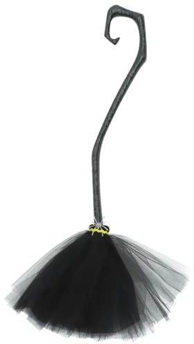 Garneck Halloween Witch Broomstick Prop Lightweight Detachable Black Broom for Cosplay Party Stage Performance and Haunted House Decorations