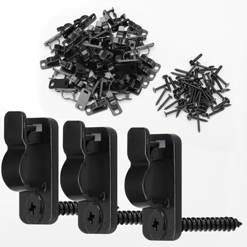 ROHMERIQUE 60Pack Outdoor String Light Clips with Screw-in Hooks, Weatherproof & Durable Cable Hangers for Fairy Lights, Easy to Install for Garden, Patio, Fence, Christmas & Festival Decorations