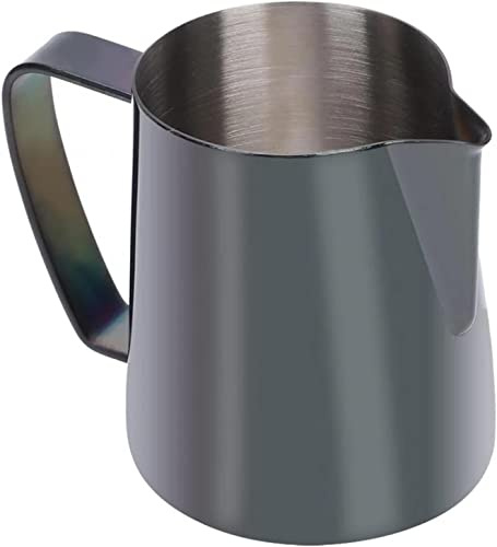 Tazza per Montare Il Latte, bricco per Il Latte, Tazza da caffè, Nera, Colorata, per Latte Art, Accessori da Cucina (Nero)