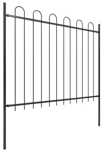 Clôture Jardin Acier 181 x 150 cm Noir | Acier Enduit Poudre, Décorative, Barrière Périmétrique, Facile à Assembler, Extensible