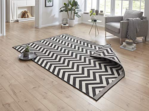 NORTHRUGS Alfombra para interior y exterior, 80 x 150 cm, reversible, resistente a la intemperie, diseño moderno en zigzag, para balcón, terraza, jardín, jardín de invierno, salón, resistente al agua,