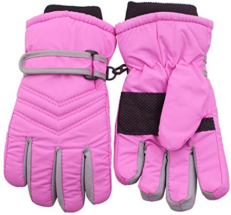 kimmyku Waterproof Thinsulate Snow Ski Winter Gloves for Kids Toddlers Boy Girls Light Pink