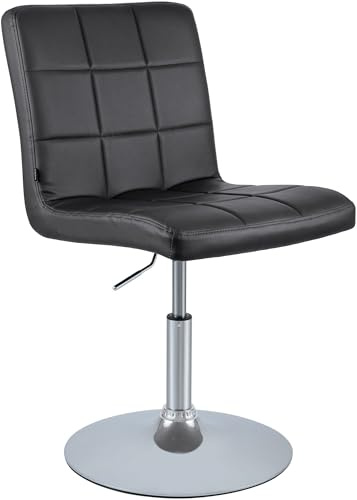 CLP Esszimmerstuhl höhenverstellbar mit Lehne Ricky, 360° Drehstuhl gepolstert mit Kunstlederbezug, Metallgestell in Chromoptik Farbe schwarz