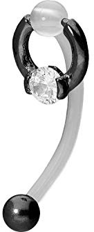 PIERCINGLINE PMFK Bananabell + Chirurgenstahl Design | RING + 4 mm KRISTALL | Piercing Intimbereich Bauch | Farbauswahl