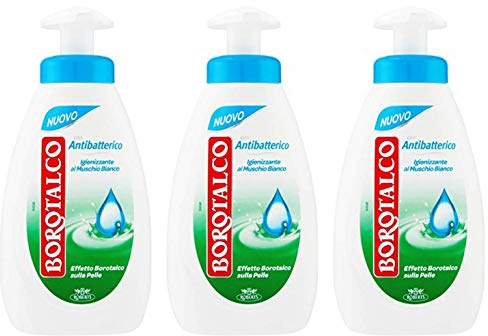 Borotalco: Antibatterico Sanitizing Liquid Soap - 8.45 Fluid Ounces (250ml) Bottle with Measuring Cap, pack of 3