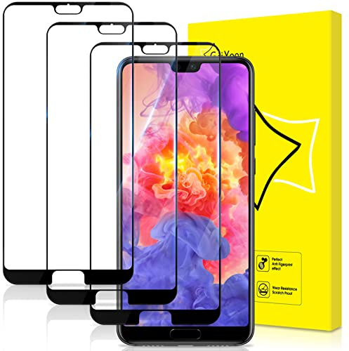 GiiYoon-3 Piezas Protector Pantalla para Huawei P20 Cristal Templado,[Sin Burbujas] [Cobertura Completa] [9H Dureza] Vidrio Templado HD Protector Pantalla para Huawei P20